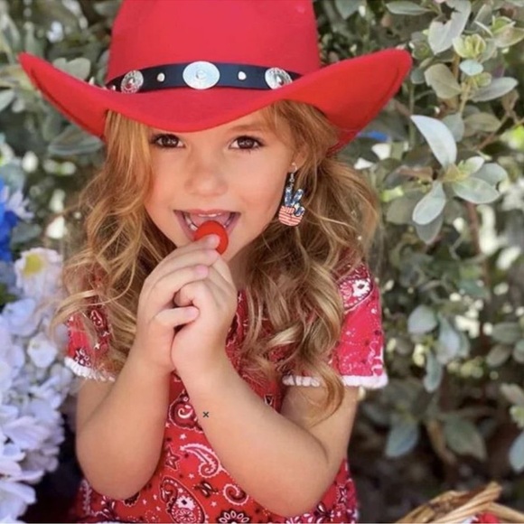 NWT USA Stars and Stripes peace sign dangle earrings - Picture 2 of 3